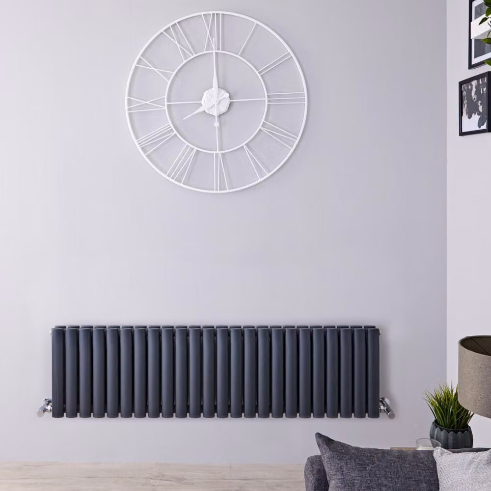 Radiatore Orizzontale Doppio Design Antracite 400x1411mm 1180W - Alta Resa - Stile Moderno - Revive