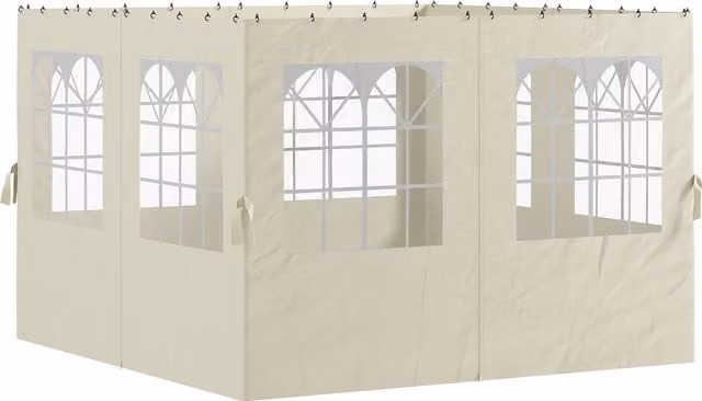 Set di 4 pannelli laterali Outsunny per gazebo da giardino con cerniera, colore bianco crema, per gazebo 3 x 4 m