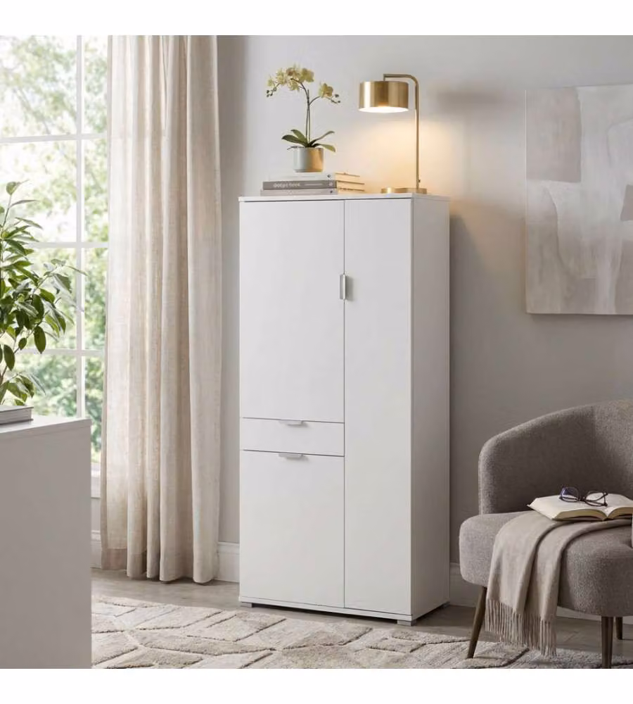 Armadio Cosma Bianco con 3 Ante e 1 Cassetto, L: 75 cm, P: 38 cm, H: 174 cm – 1