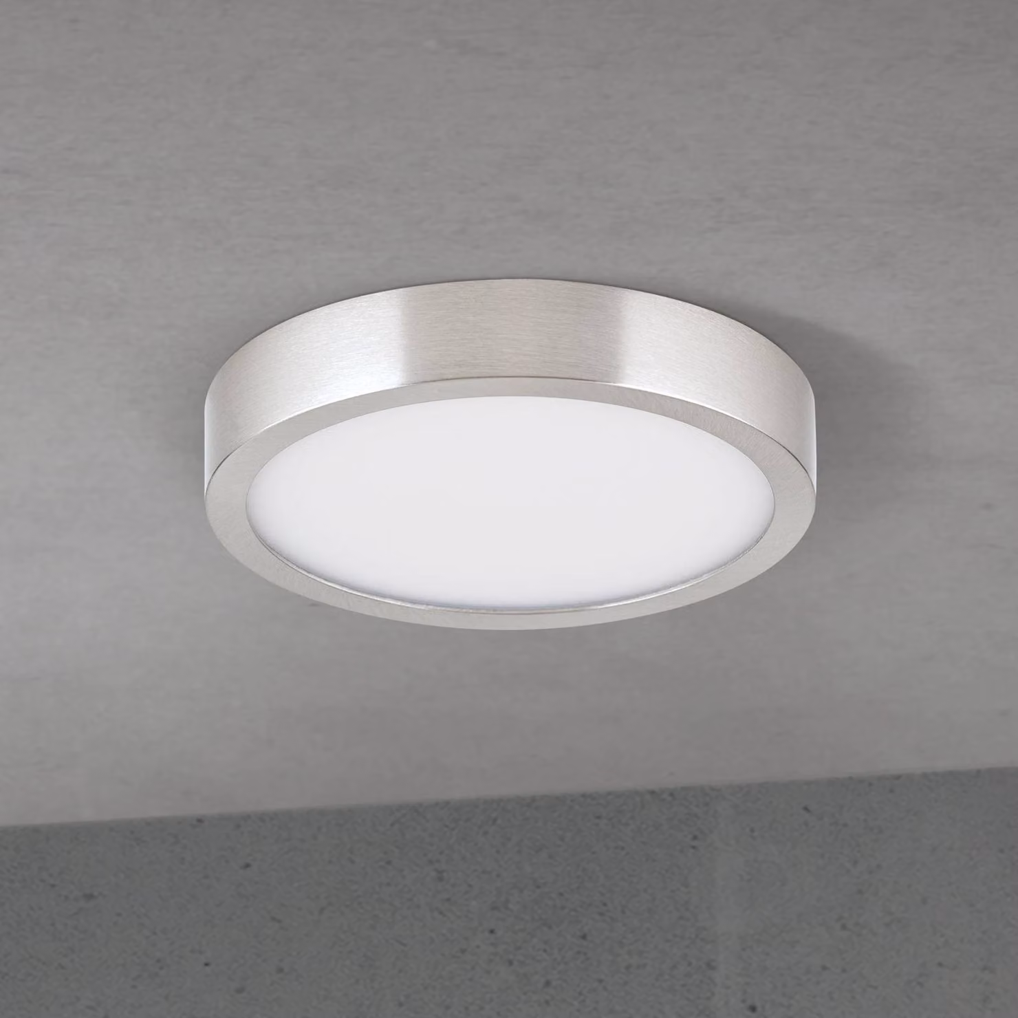 ORION Plafoniera a LED Disc, dimmerabile, Alluminio / Grigio / Zincato, Soggiorno / Sala da pranzo, Alluminio, Moderno, Plafoniera LED