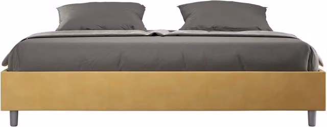 Letto matrimoniale king size senza rete imbottito 190x190 microfibra ocra Azelia