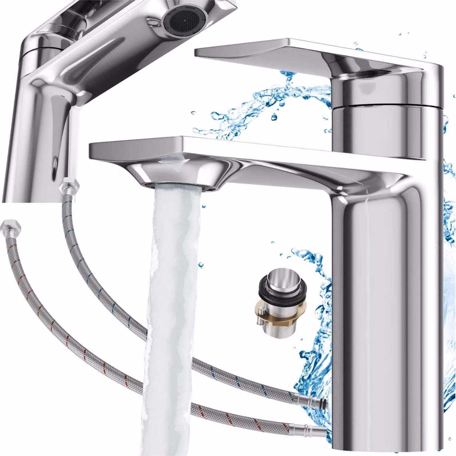 Granitan - Miscelatore lavabo - Rubinetto bagno altezza 14,7 cm - Rubinetto cromato - ottone - CABO