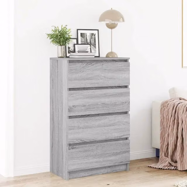 Credenza vidaXL in legno multistrato Grigio, L 60 cm, P 35 cm, H 98,5 cm