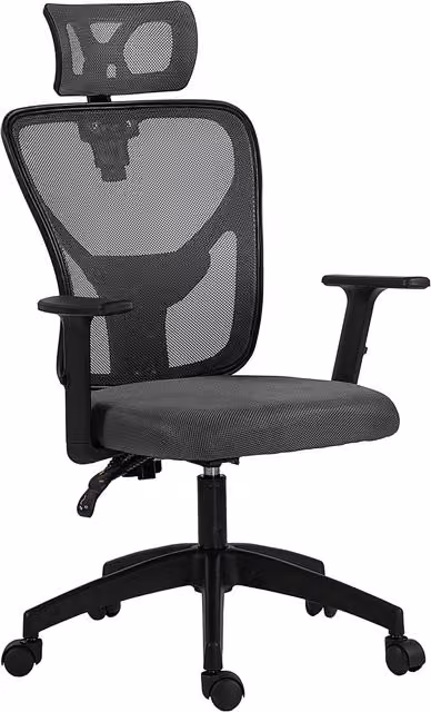 Sedia da ufficio ergonomica Vinsetto con poggiatesta e supporto lombare, Grigio, L: 61 cm, P: 66 cm, H: 106-116 cm