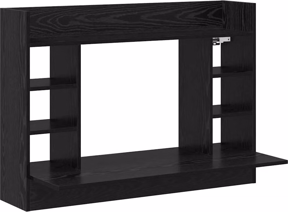 Scrivania a parete con lo scaffale Rovere nero 105 x 48 x 75 cm