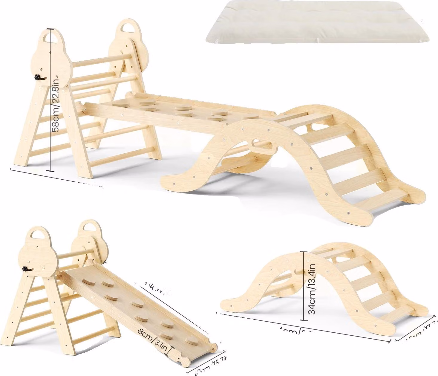 Area giochi avventura, struttura in legno per arrampicata, complesso giochi versatile, legno
