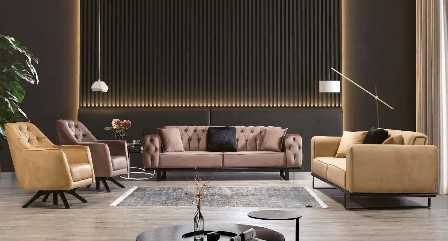 Designer Dreisitzer Chesterfield Möbel 3-Sitzer Stoffsofas Polstermöbel