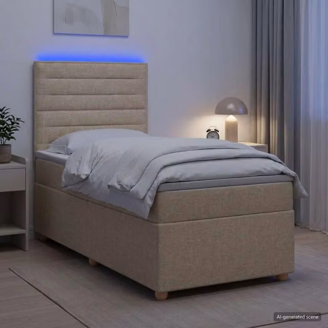 Letto box spring ibrido vidaXL con materasso a molle insacchettate e base contenitore, colore beige e bianco, L 200 x L 80 cm