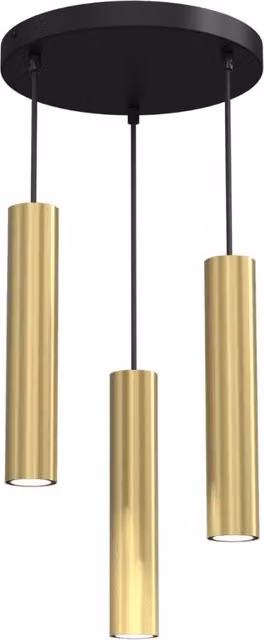 Lampada a sospensione tonda ottone/nera 3xGU10 Raito