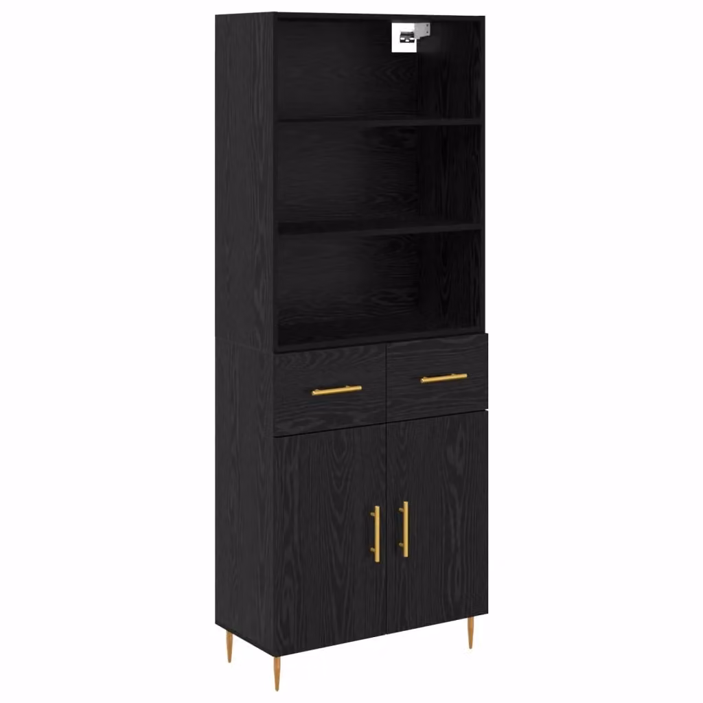 Credenza moderna vidaXL in MDF e metallo, colore nero e oro, L 69,5 cm x P 34 cm x H 180 cm – 2