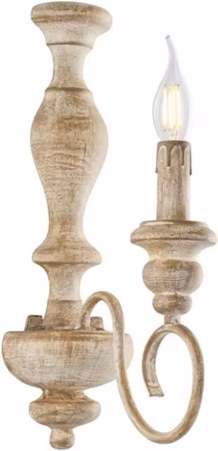 Applique Shabby Chic Cascina Bonetti Illumina in Bianco e Beige con 1 Luce E14 e Vetro Trasparente