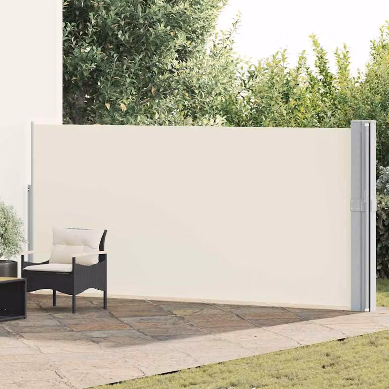 vidaXL Tenda Laterale Retrattile per Patio in Poliestere e Acciaio, Colore Beige, L: 1200 cm, H: 170 cm