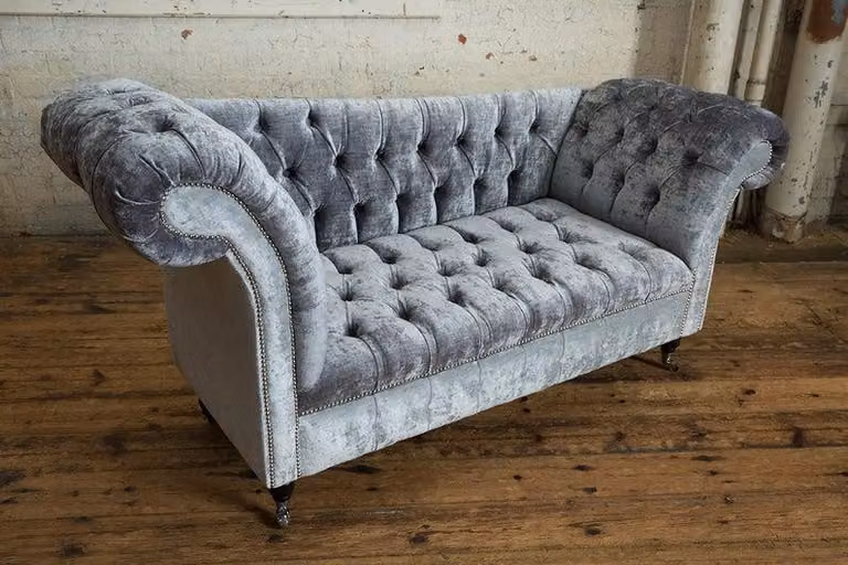 Design Chesterfield Stoff Couch Chaise Lounge Polster Chaiselongues Sofas