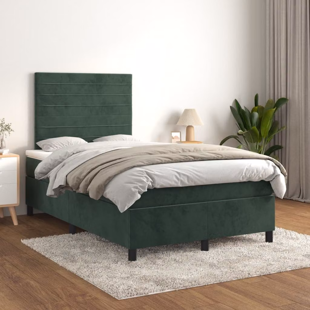 Maison Exclusive - Giroletto a Molle con Materasso Verde Scuro 120x200 cm Velluto