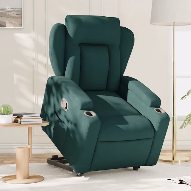 Divano Sedia-Poltrona Alzapersona Reclinabile Verde Scuro in Tessuto 775338