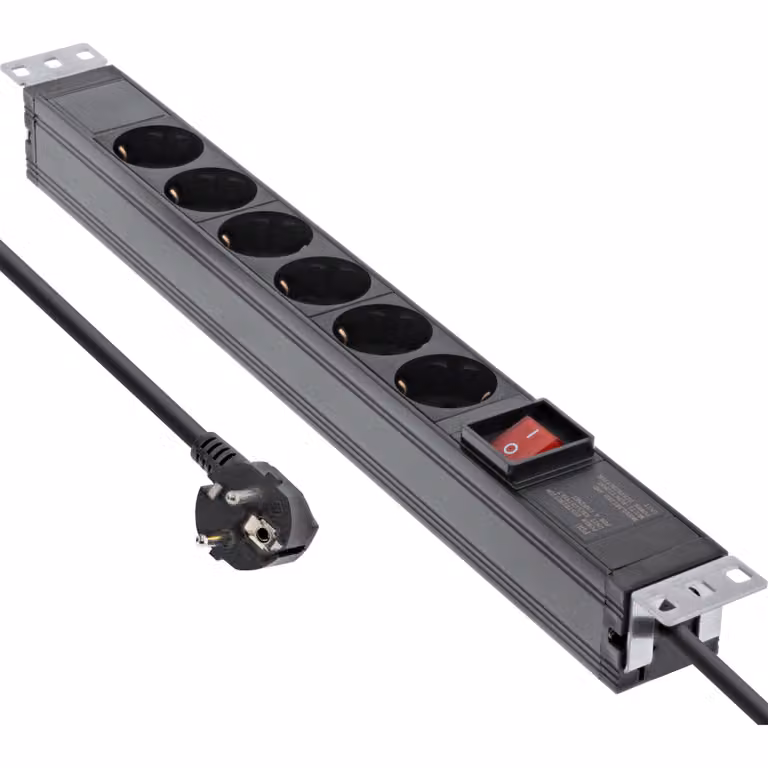 InLine - Presa multipla (montabile a rack) - 3680 Watt - Ingresso, potenza d'ingresso CEE 7/7 - Connessioni d'uscita: 6 (6
