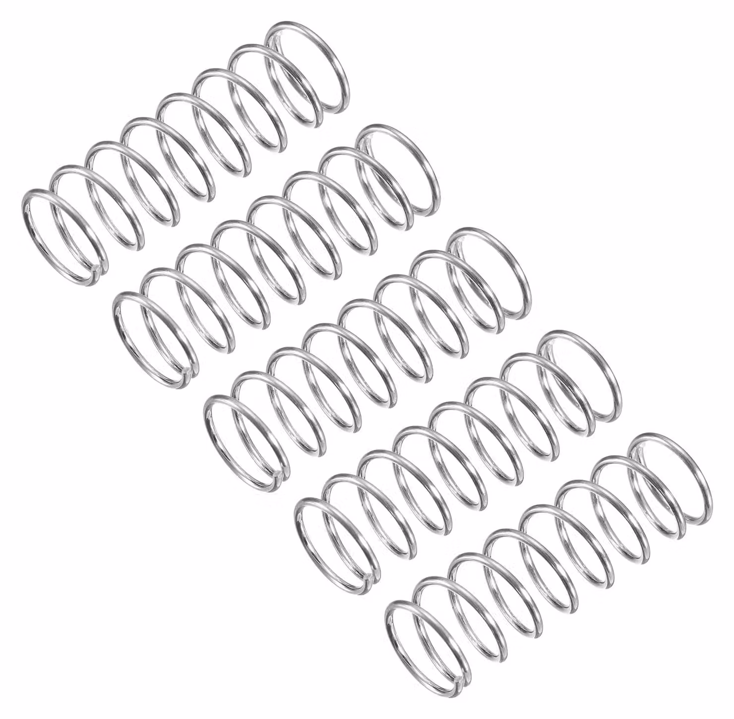 Molle a compression, confezione da 5, acciaio inossidabile, 12x1x35 mm, colore argento