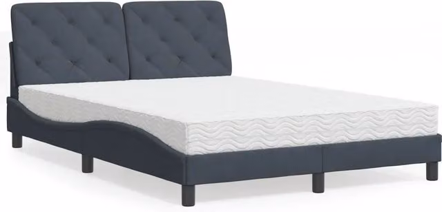 Letto moderno vidaXL in velluto grigio con materasso in schiuma L/P/H: 140 x 190 cm