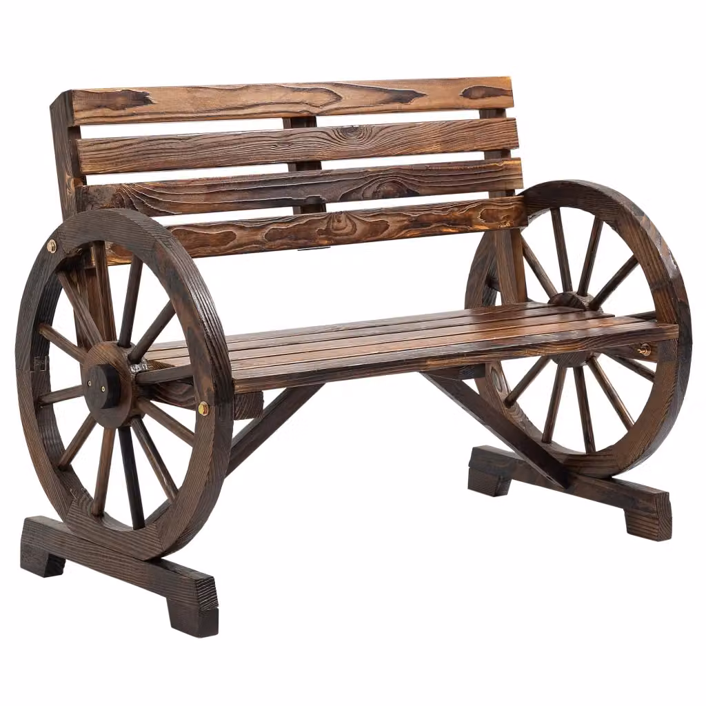 Panchina da giardino Minimal a 2 posti in legno di pino marrone L: 105.5 cm, P: 56 cm, H: 79 cm – 2