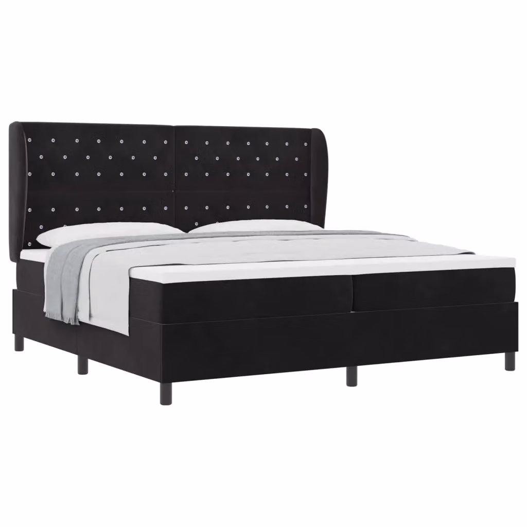 Letto Ibrido con Materasso a Molle Insacchettate vidaXL in Velluto Nero L/P/H: 200 x 200 x 280 cm – 2