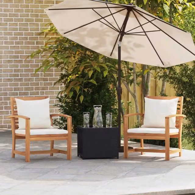 Sedia con cuscino 2 Pezzo Marrone e Crema 65 x 60 x 76,5 cm