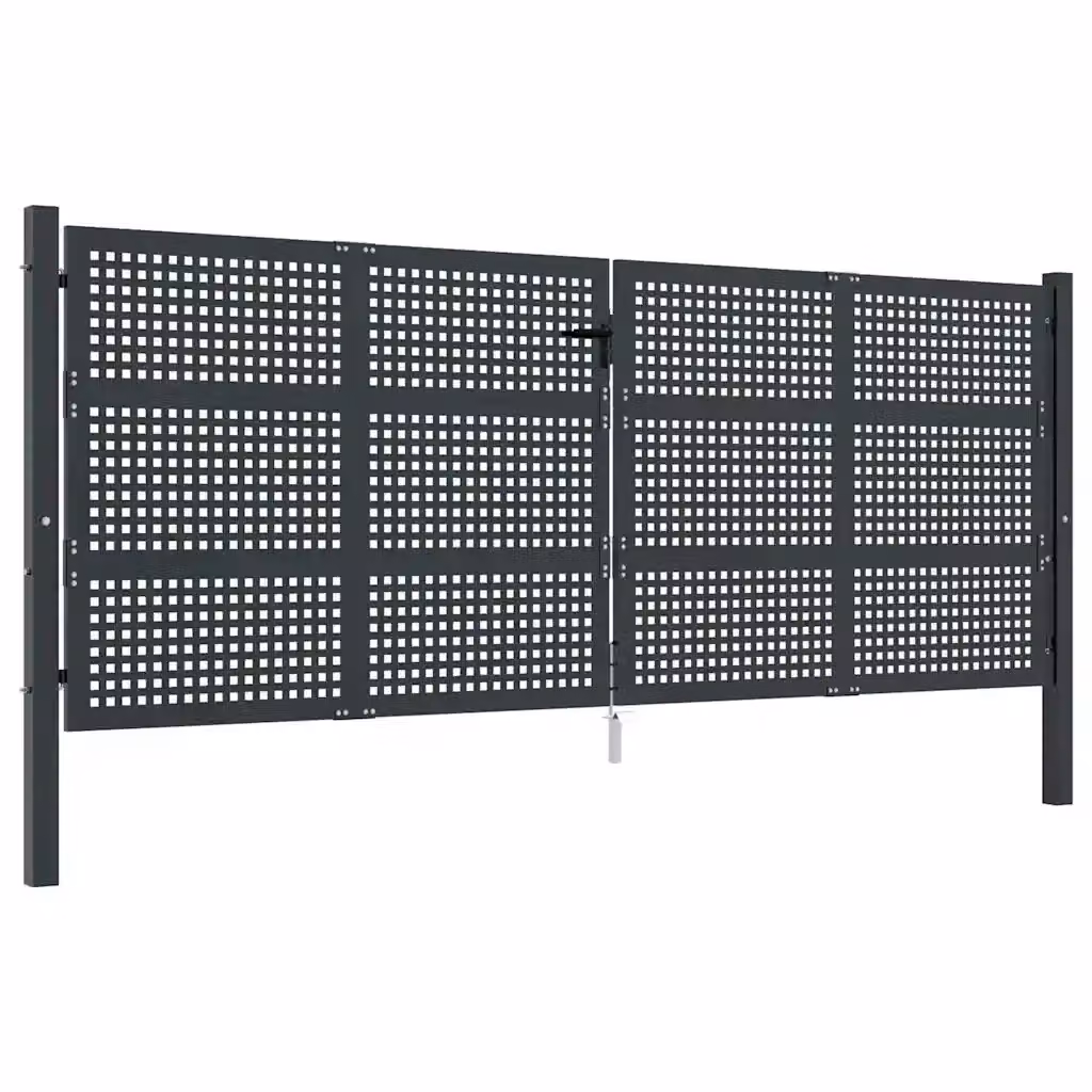 Cancello doppio da giardino vidaXL in acciaio color antracite L: 400 cm, H: 125 cm – 2