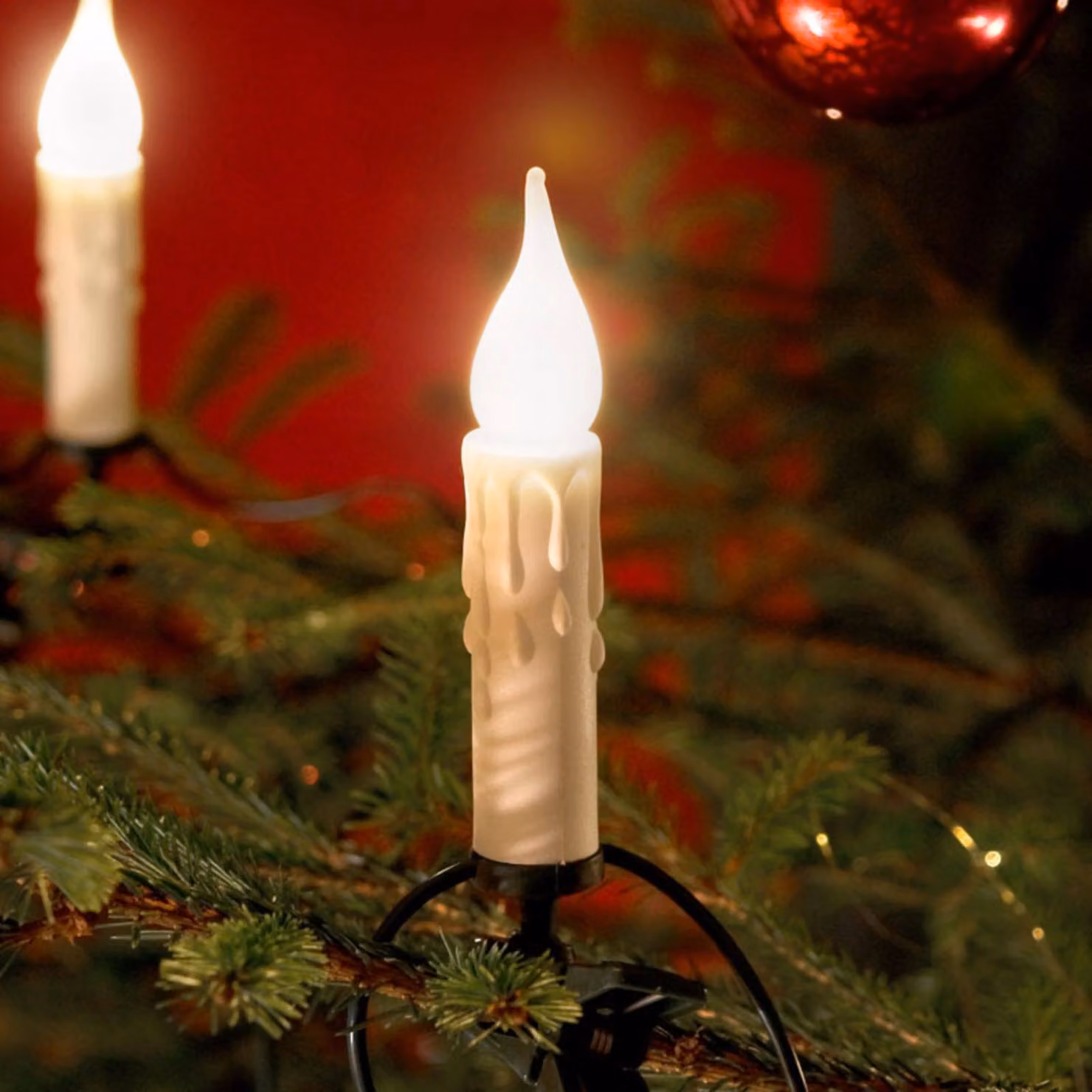 Konstsmide Christmas ghirlanda luminosa a 20 luci con aspetto cera bianca 14,8 m LICHTERKETTE, Bianco / Opale, Plastica, Lampade decorative