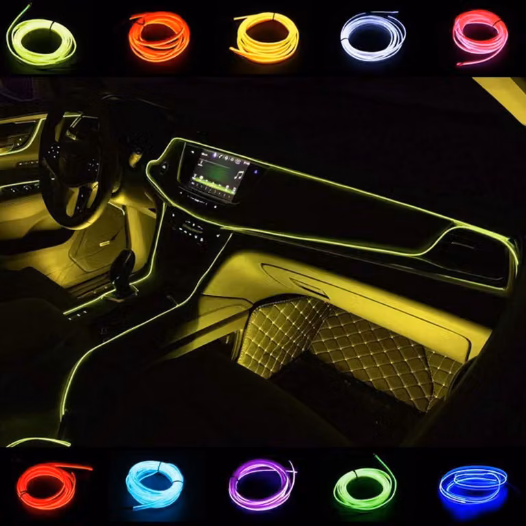 Kit di luci al neon "EL Draht" da 2 metri, colore verde brillante, ideale per decorazioni interne e progetti fai-da-te