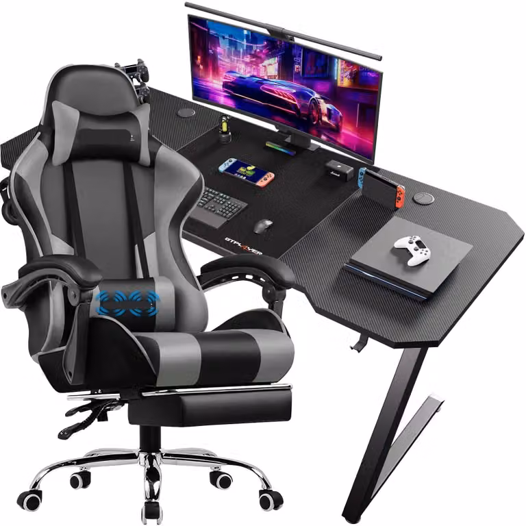Scrivania da gaming - Ufficio per videogiochi - Scrivania per computer - Tavolo da gioco - Design ergonomico
