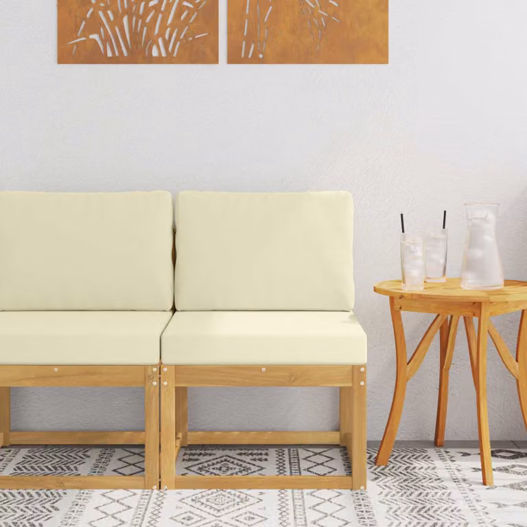 Set di divano da esterno a 2 posti vidaXL in legno di acacia massello con cuscini inclusi, disponibile nei colori bianco, beige o marrone