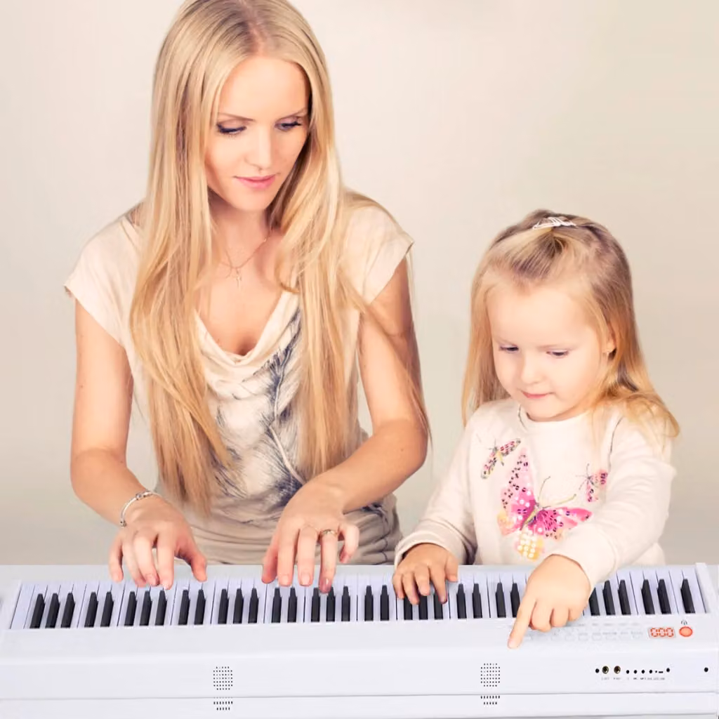 Pianoforte digitale con 88 tasti e funzione Bluetooth, tastiera elettronica portatile con connessione USB-C, colore bianco – 2