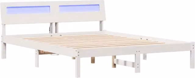 Letto matrimoniale | Letto per adulti | Struttura del letto Bianco 150 x 200 cm Pino massello