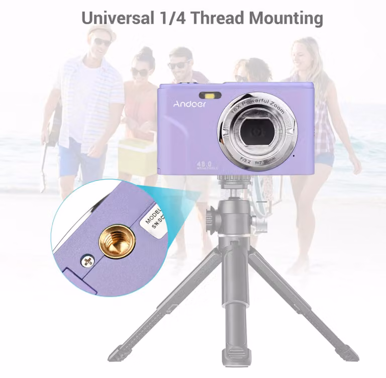 Fotocamera digitale 48MP 1080P 2,4 pollici 16X Zoom Autofocus Rilevamento intelligente Video portatile