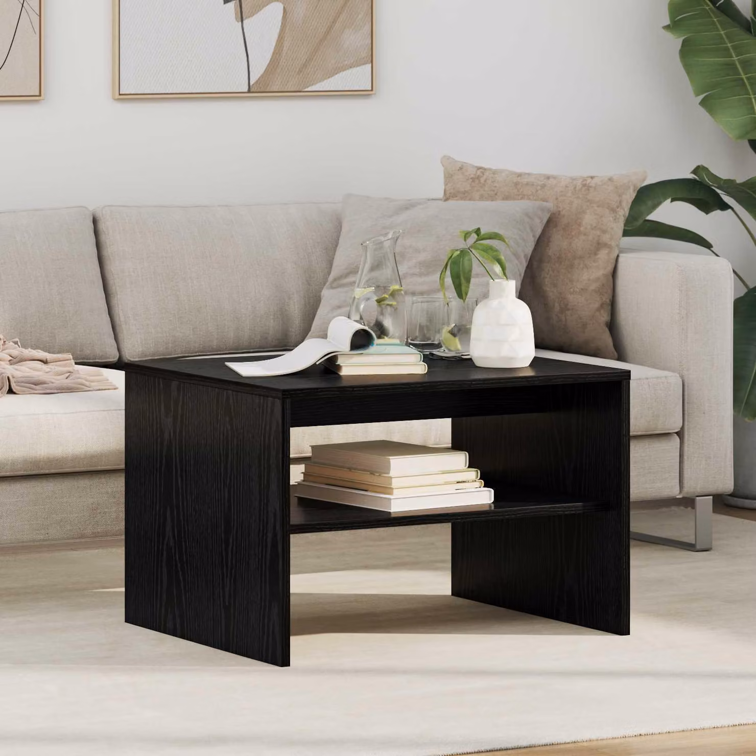 Maison Exclusive - Tavolino da salotto effetto rovere nero 60 x 50 x 40 cm Materiale ligneo
