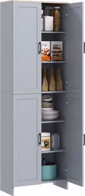 Armadio da Cucina Minimal con 4 Ante e Ripiani Interni Grigio Opaco L: 170.5 cm, P: 30 cm, H: 18.2 cm – 1