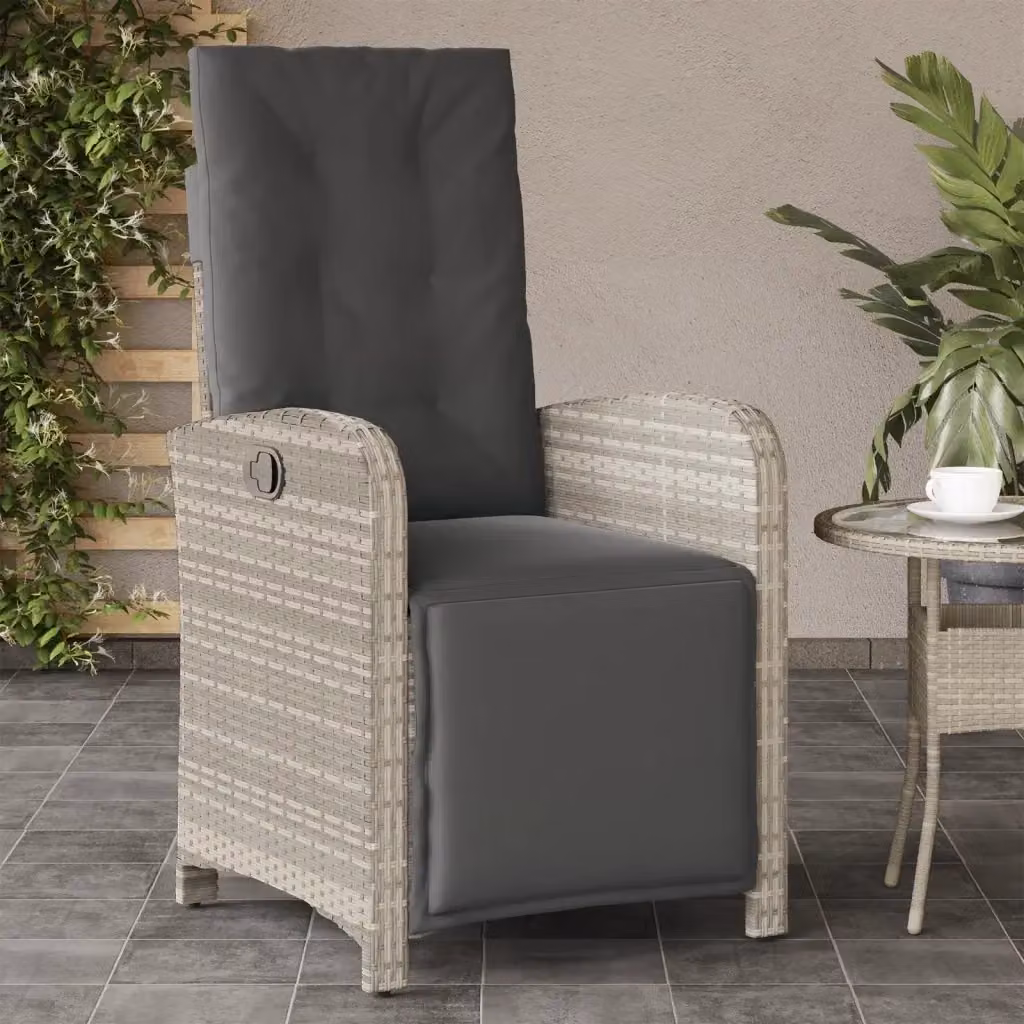 Sedia Reclinabile da Giardino con Poggiapiedi in Polyrattan e Metallo, Colore Grigio Antracite – 2