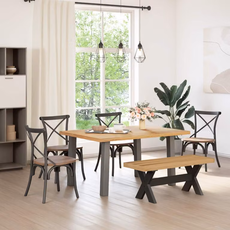 Panchina da pranzo NOAIN vidaXL in legno di pino marrone rustico L 120 x P 41 x H 45 cm