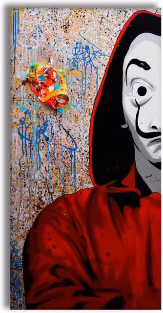 Quadro Canvas Contemporaneo Astratto Signorbit Multicolore su Telaio in Legno L: 70 cm, H: 140 cm