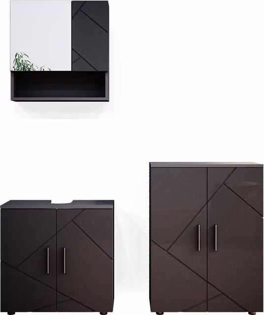 Set mobili bagno Irma Antracite lucido 3 pezzi Vicco