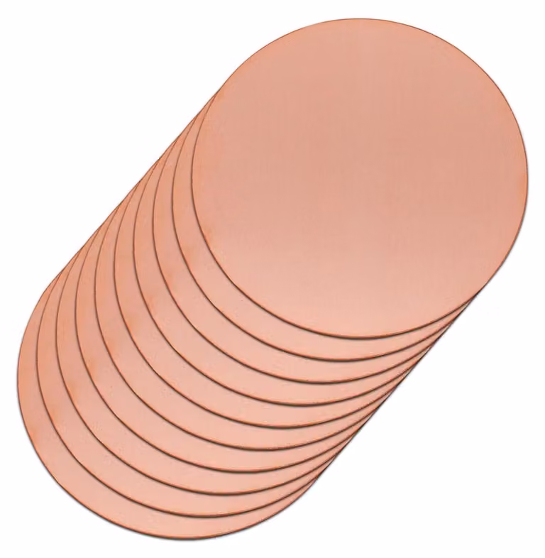 Piastre di rame rotonde, diametro 20 mm, spessore 1 mm, purezza 99,9%, confezione da 10 pezzi