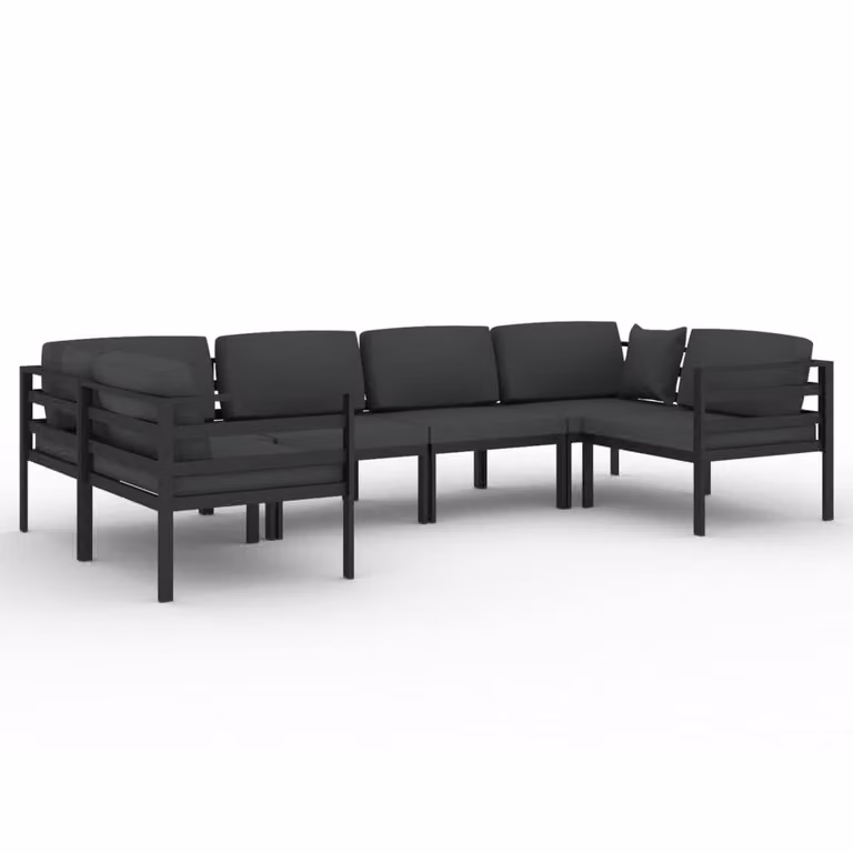 Set Divani da Giardino 6 pz con Cuscini in Alluminio Antracite