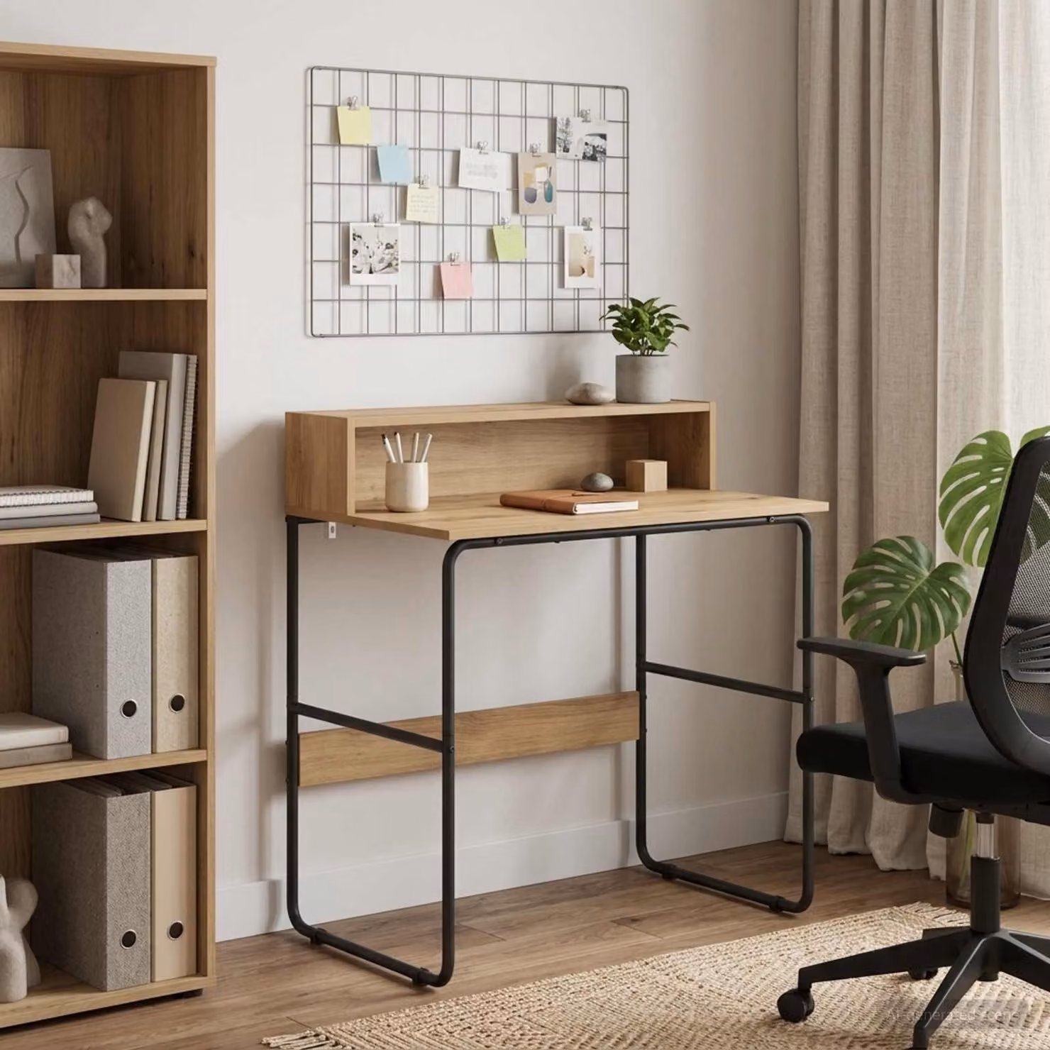 Scrivania moderna vidaXL in legno e metallo colore marrone L: 120 cm, P: 60 cm, H: 75 cm