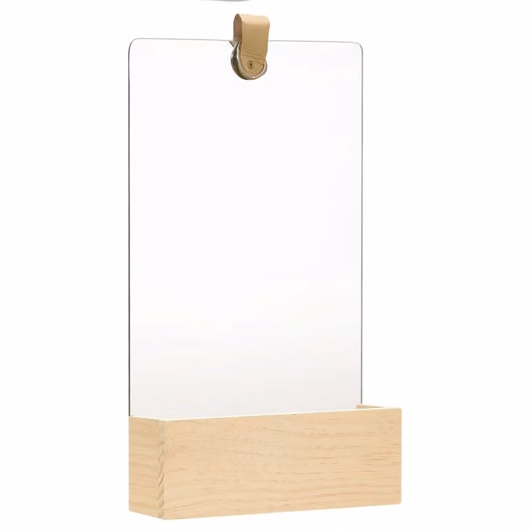 Specchio da Parete in Legno Massello di Pino 23x39,5 cm