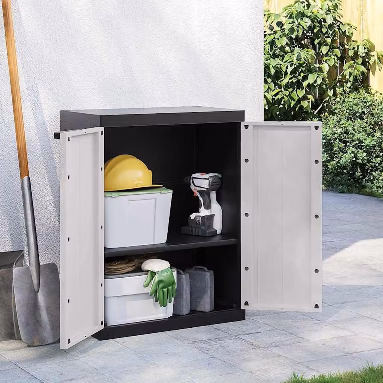Contenitore compatto per mobili da giardino con 4 ripiani