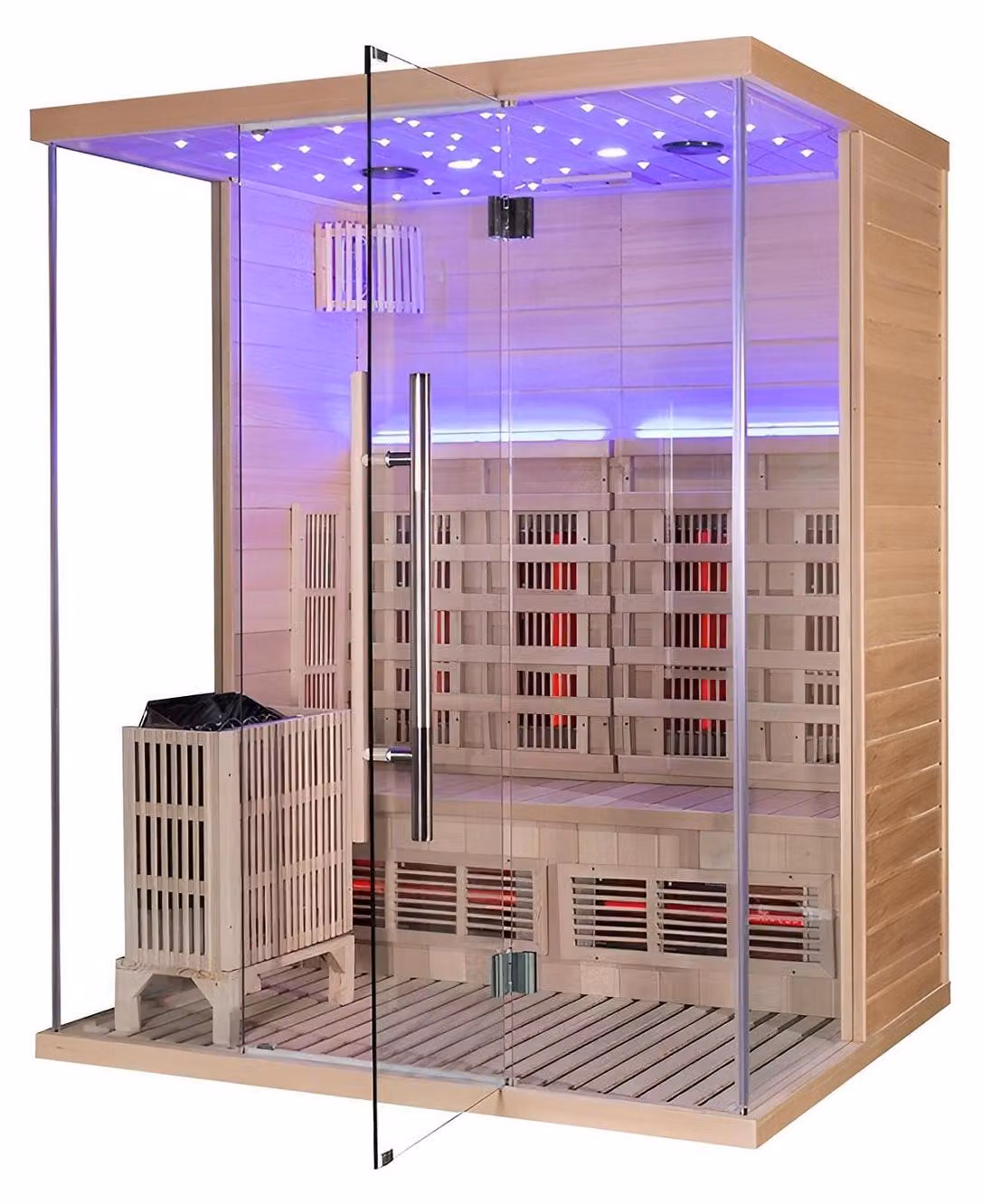 Zweifach-System Sauna: Infrarot & Trockendampfsauna mit Saunaofen