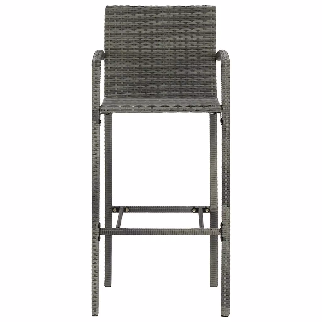 Set di 2 sgabelli da bar moderni vidaXL in polyrattan grigio e metallo per giardino, cucina o soggiorno – 2