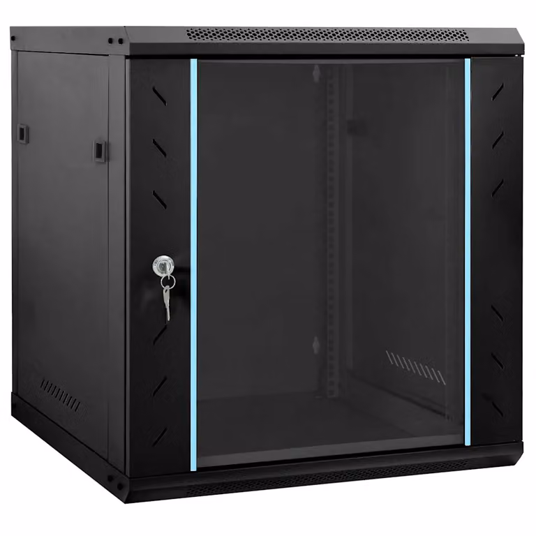Armadietto vidaXL in stile industriale nero con ante in vetro e serratura, L: 60 cm, P: 45 cm, H: 65 cm