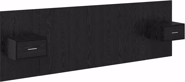 Set di 3 pezzi Testiera con Comodini Integrati Design Moderno in Legno Multistrato Rovere e Nero