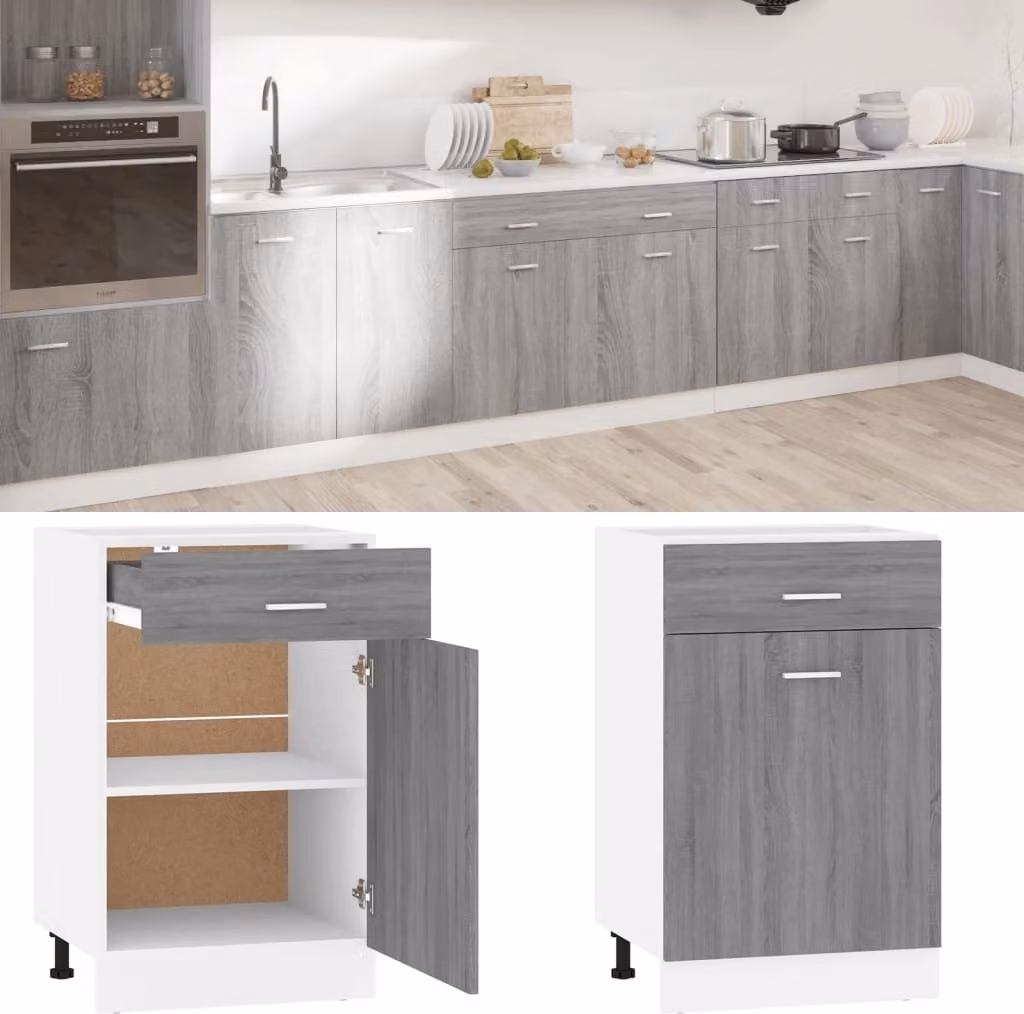 The Living Store Base con cassetto Grey Sonoma 50x46x81,5 cm