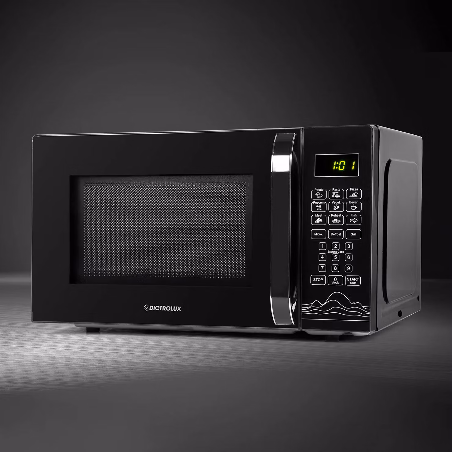 Dictrolux Forno Microonde Digitale con Grill da 28 litri, Cosmo Black, 1200 Watt – 4